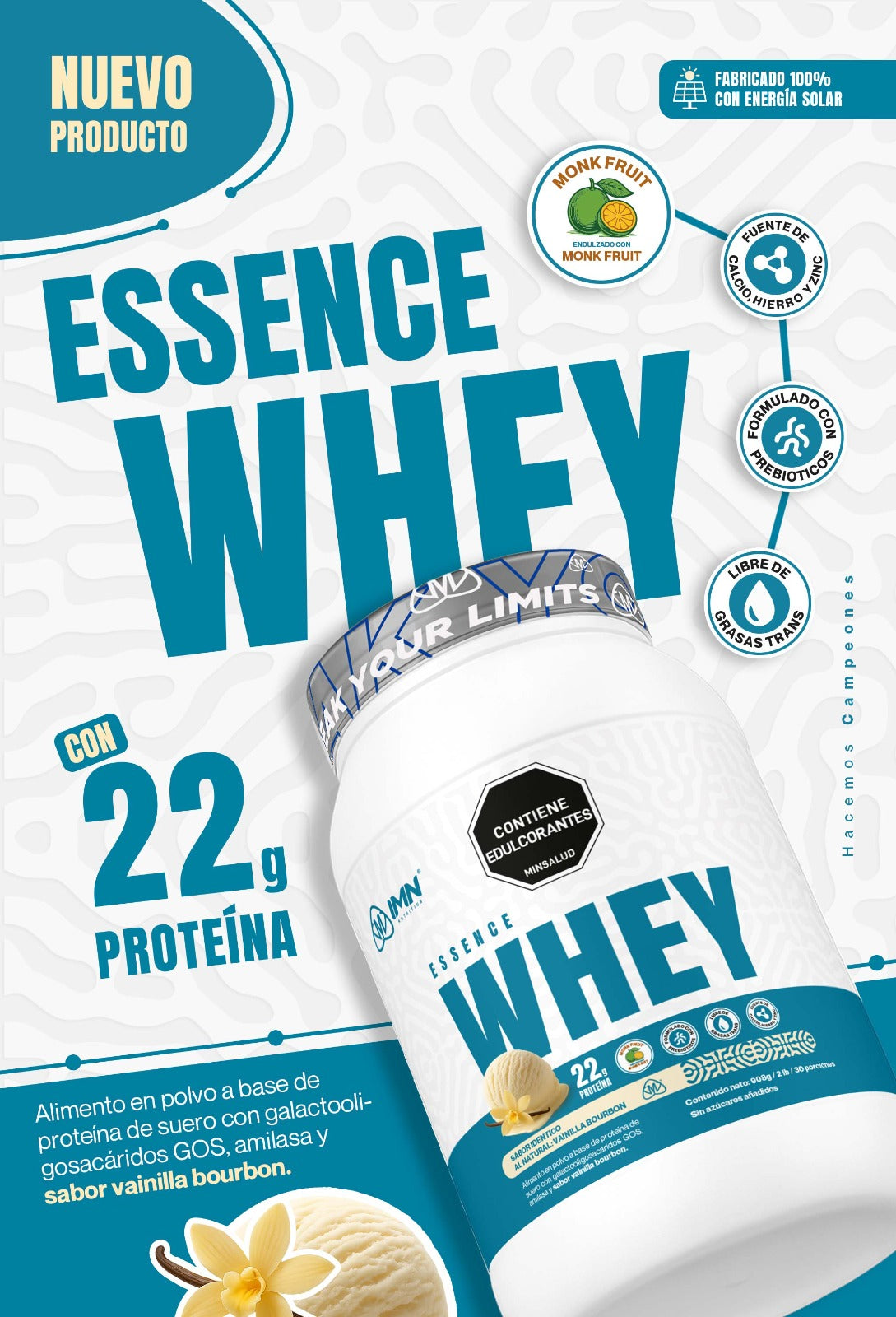 Essence Whey IMN — proteína whey concentrada 80% endulzada con fruto del monje